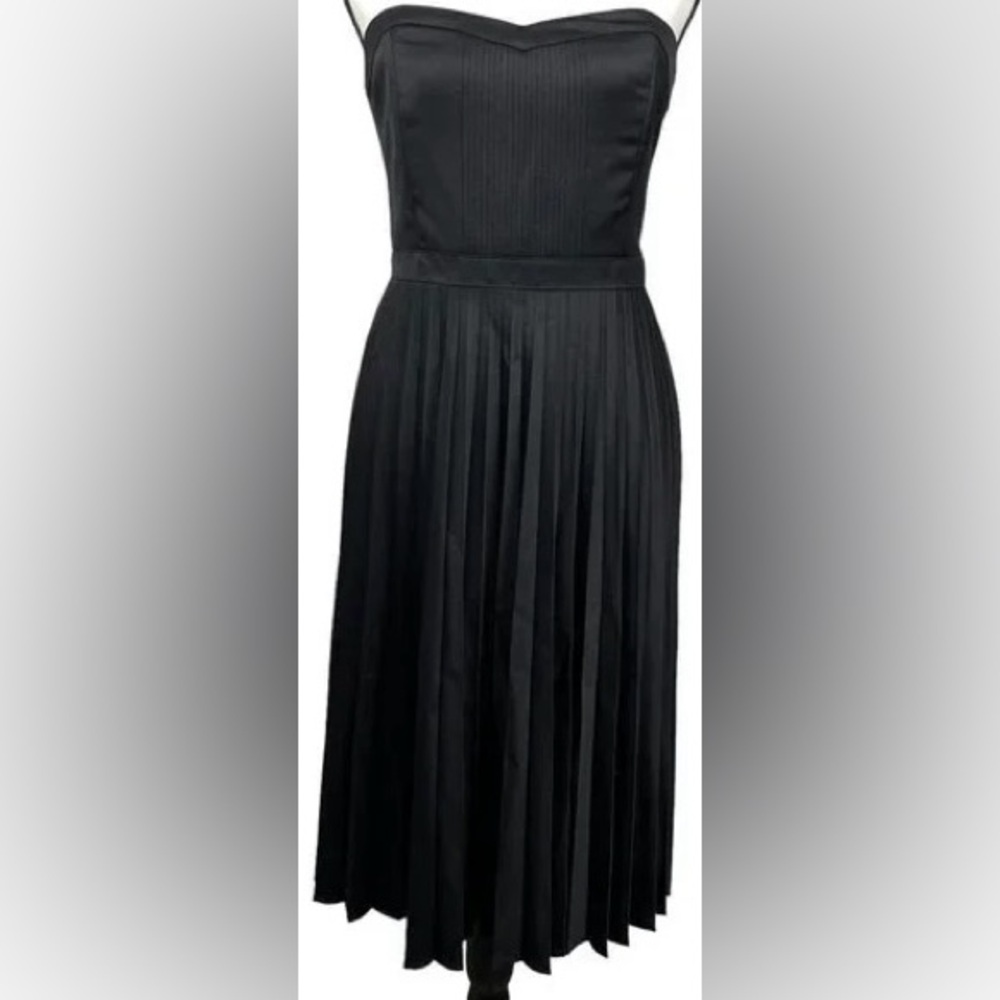 NWT J. Crew 100% Virgin Wool Tuxedo Strapless Dress Black Pleated Size 8 New
